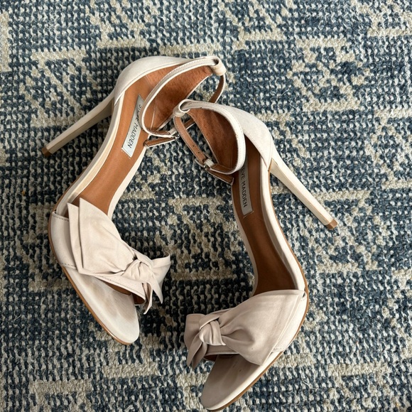 Steve Madden Blush Pink Nubuck Leather Bow Stiletto Heels 7.5 - Picture 2 of 14